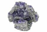 Purple Cuboctahedral Fluorite Crystals on Quartz - China #161836-1